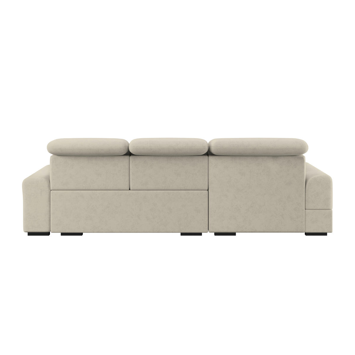ECKSOFA Beige Chenille Rücken echt, Kopfteilverstellung  - Beige/Schwarz, KONVENTIONELL, Holz/Textil (203/286cm) - MID.YOU