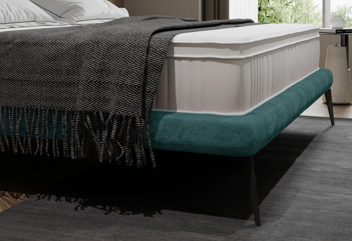 POLSTERBETT 180/200 cm  in Petrol  - Petrol/Schwarz, Modern, Textil/Metall (180/200cm) - Livetastic
