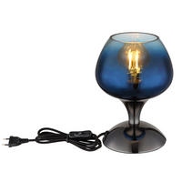 STOLNÍ LAMPA, E27, 15/20,5 cm  - modrá/čiré, Trend, kov/sklo (15/20,5cm) - Globo