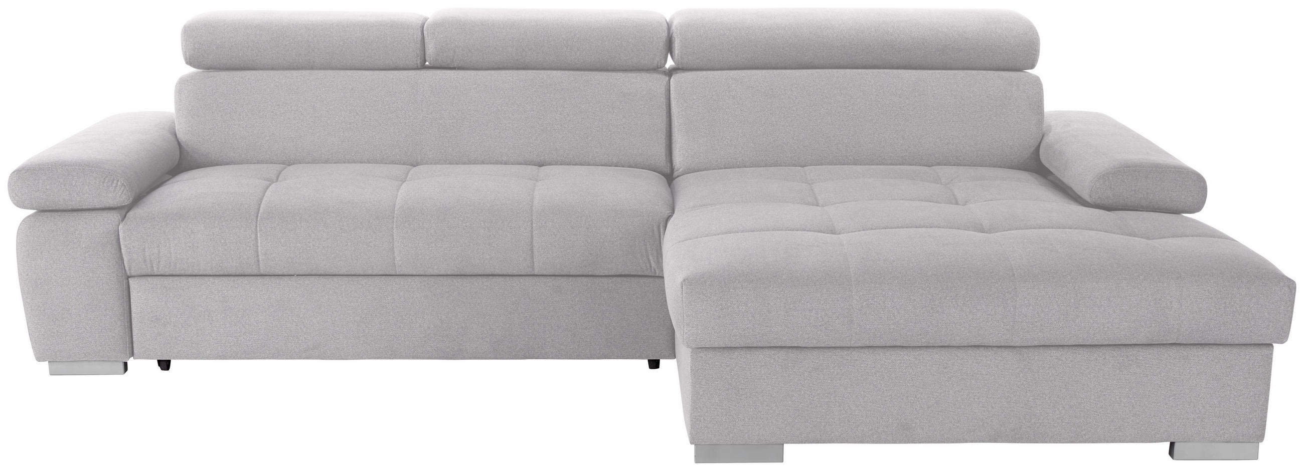 ECKSCHLAFSOFA Silberfarben Velours  - Silberfarben, Design, Holz/Textil (292/183cm) - Livetastic
