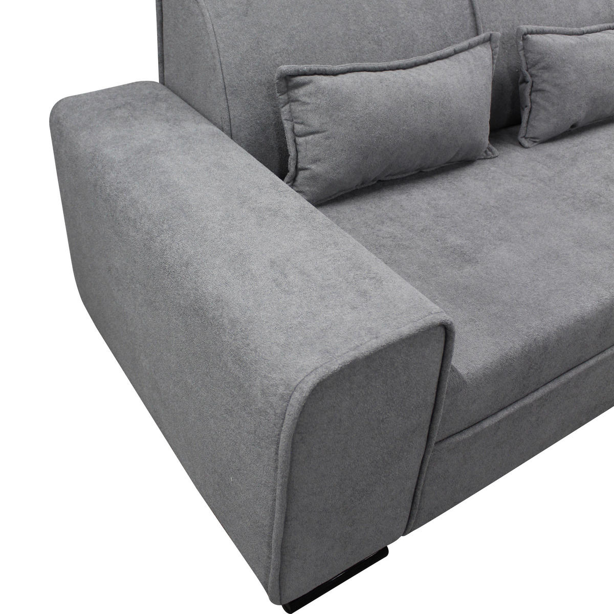 ECKSOFA in Struktur, Bouclé Grau  - Schwarz/Grau, Design, Kunststoff/Textil (270/175cm) - MID.YOU
