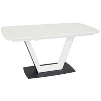 ESSTISCH 160-210/90/76 cm Nachbildung  Metall, Glas, Holzwerkstoff ausziehbar rechteckig Schwarz, Weiss  - Weiss/Schwarz, Design, Glas/Holzwerkstoff (160-210/90/76cm) - Novel