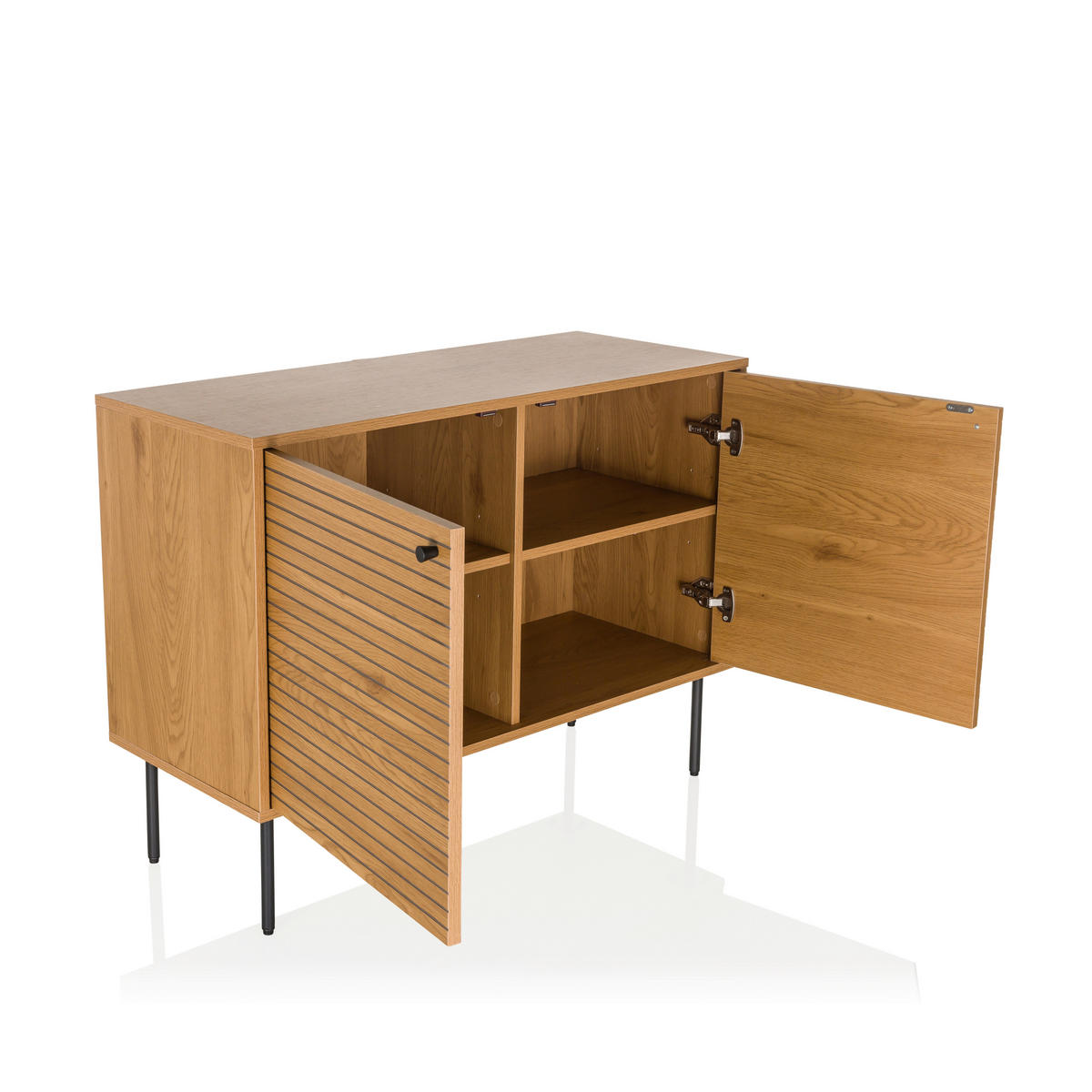 SIDEBOARD  in 100/74/40 cm  - Eichefarben/Schwarz, MODERN, Holzwerkstoff/Metall (100/74/40cm) - MID.YOU