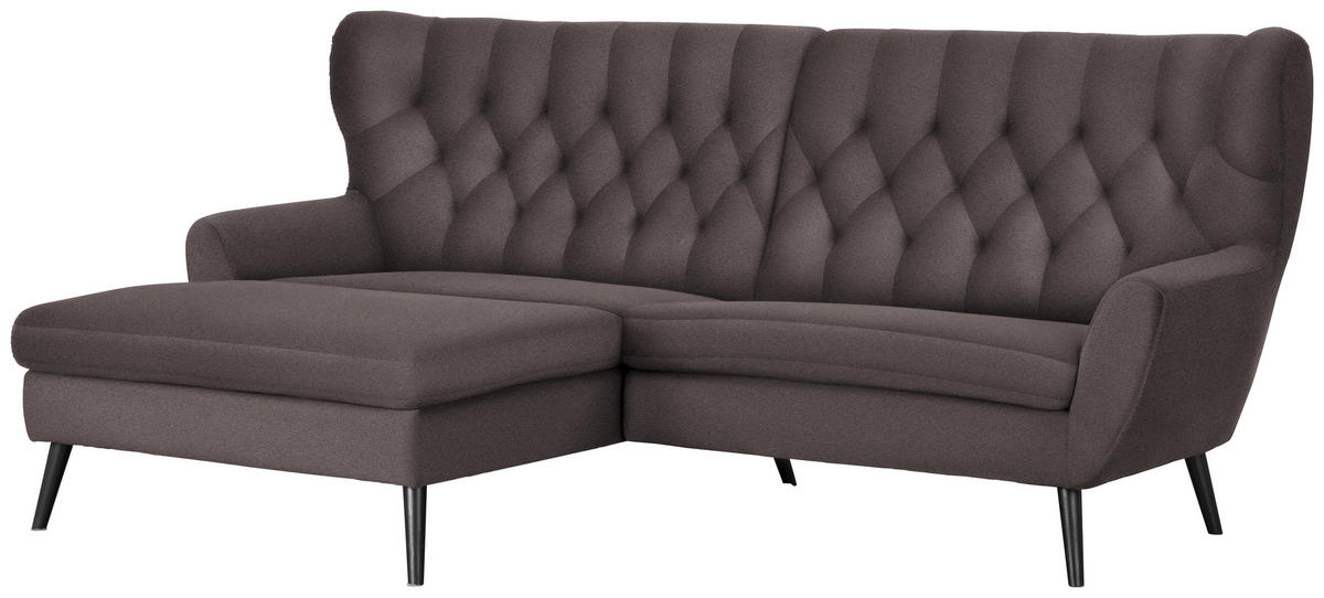 ECKSOFA in Mikrofaser Braun  - Schwarz/Braun, Design, Holz/Textil (165/237cm) - Stylife