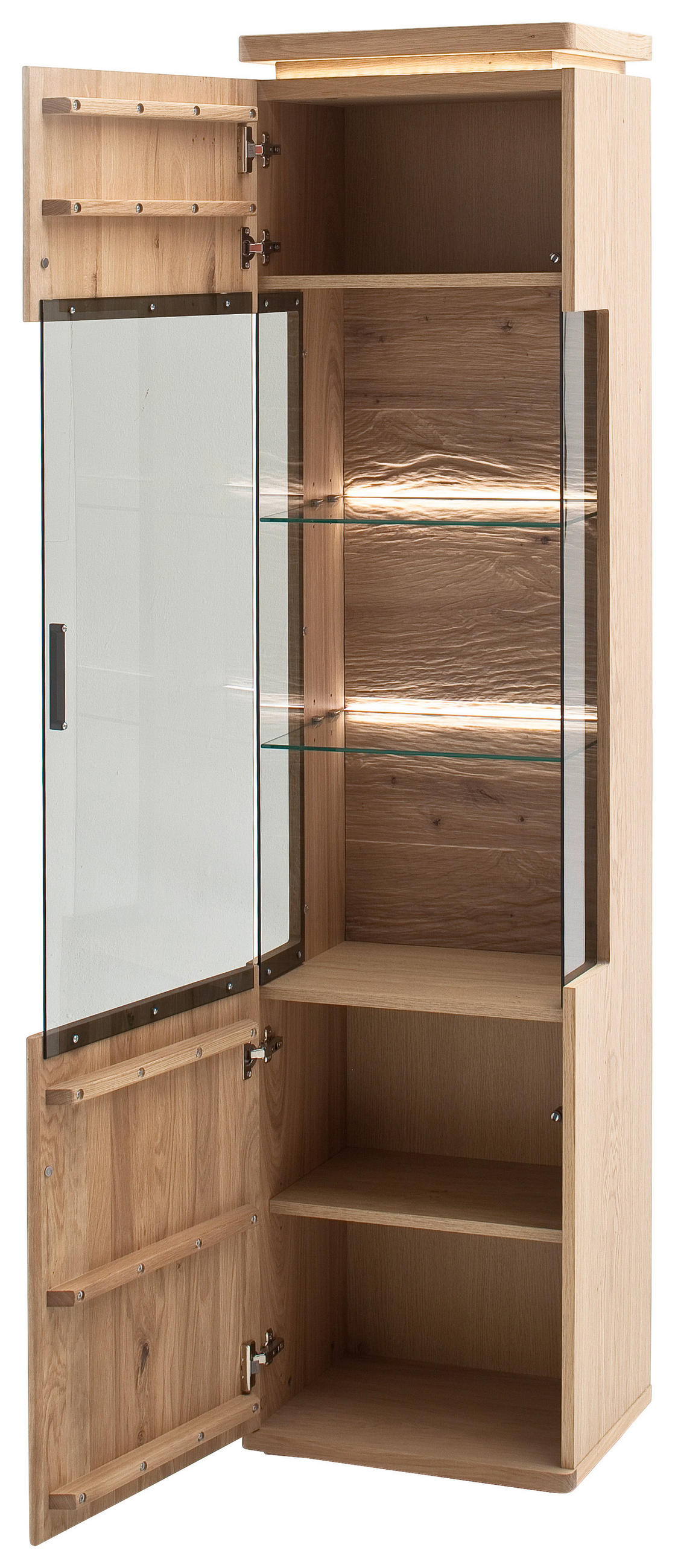 VITRINE  in teilmassiv Balkeneiche Eiche Bianco - Eiche Bianco/Grau, MODERN, Glas/Holz (50/204/37cm)