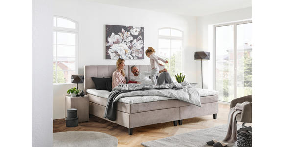 BOXSPRINGBETT 180/200 cm in Beige - Wengefarben/Beige, Trend, Holz/Textil (180/200cm) - Esposa
