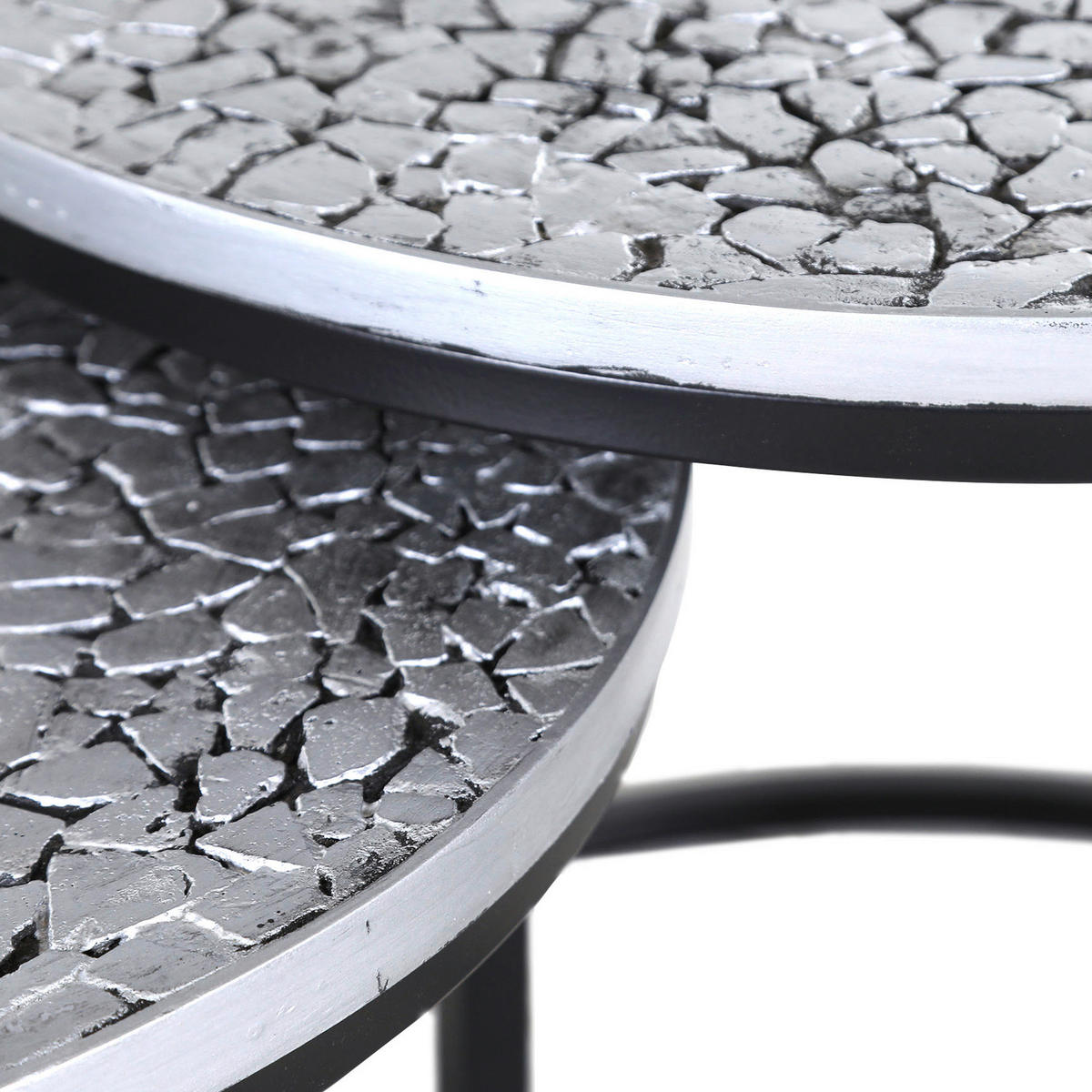 SET DE TABLES BASSES in Metall, Holzwerkstoff 30-51/30-51/31-44 cm  - Silberfarben/Schwarz, Design, Holzwerkstoff/Metall (30-51/30-51/31-44cm) - Boxxx