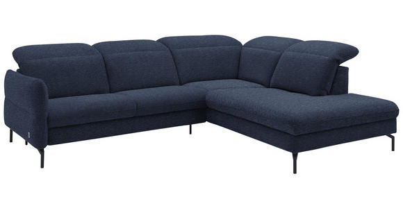 ECKSOFA in Flachgewebe Dunkelblau  - Schwarz/Dunkelblau, Design, Textil/Metall (299/233cm) - Dieter Knoll