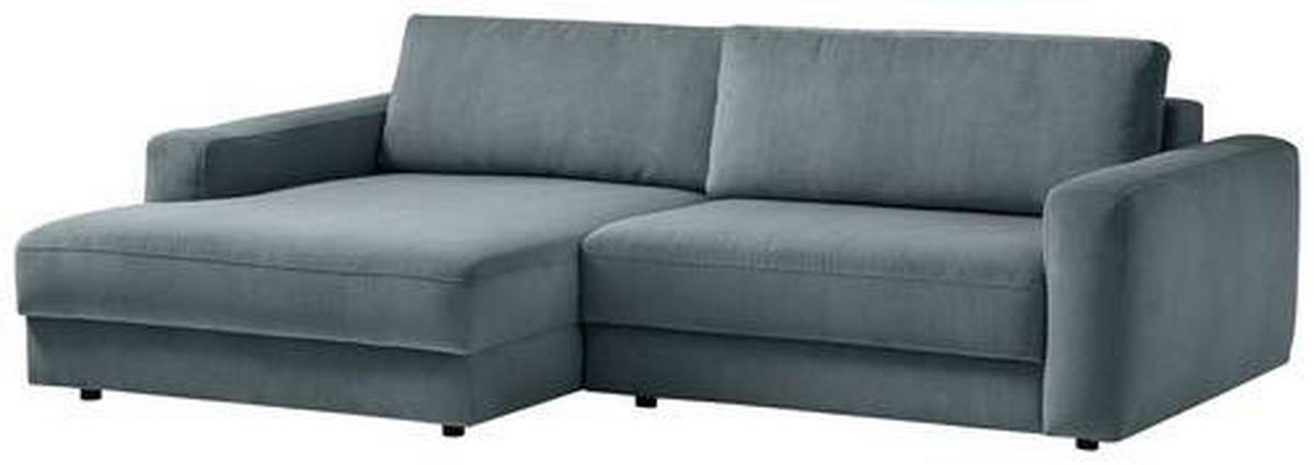ECKSOFA in Cord Blaugrau  - Blaugrau/Schwarz, Modern, Textil (176/250cm) - Trendmanufaktur
