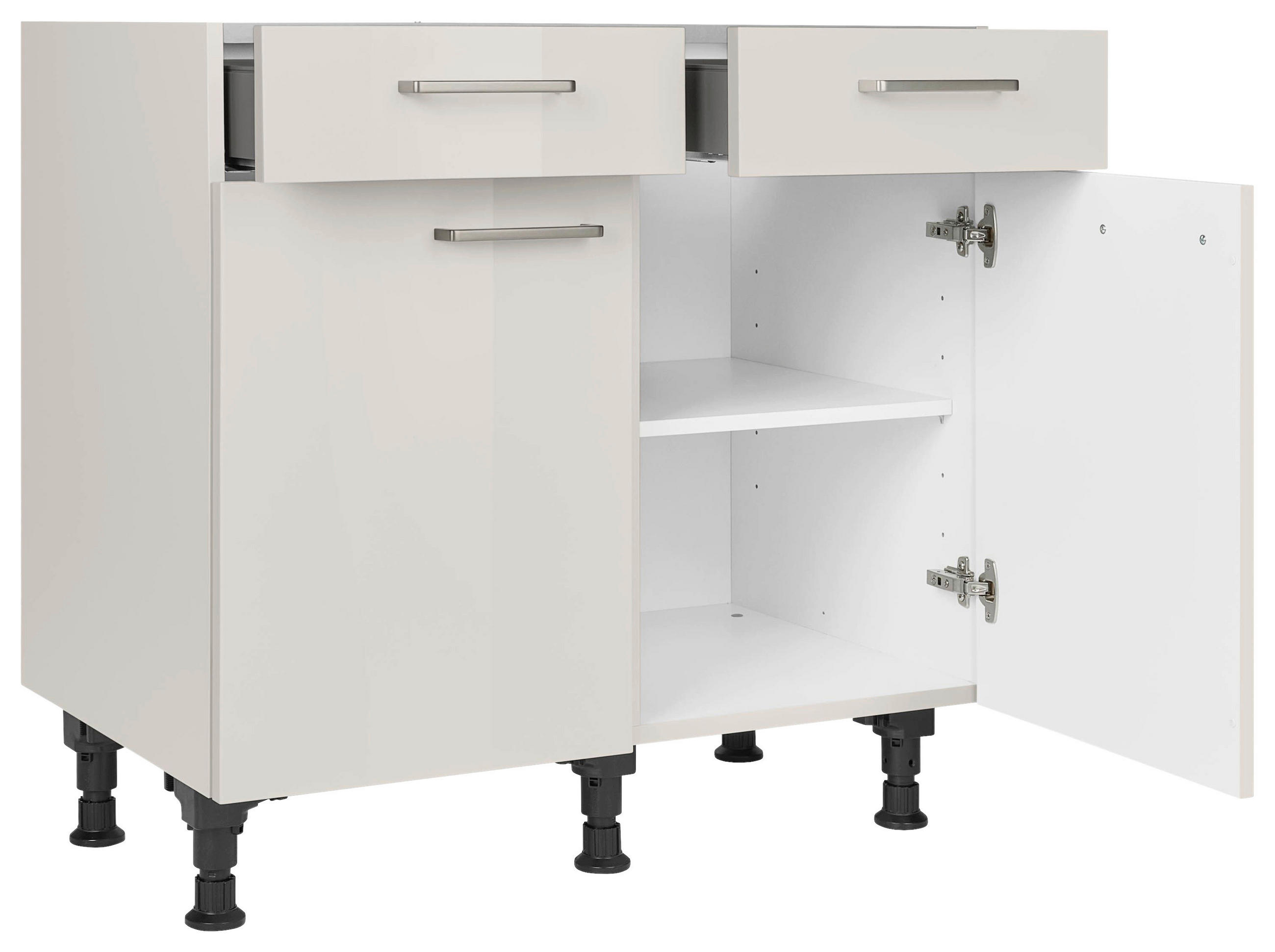 SCHUBKASTENUNTERSCHRANK 90/87/56 cm in Hellgrau - Edelstahlfarben/Hellgrau, MODERN, Holzwerkstoff/Metall (90/87/56cm) - Nobilia