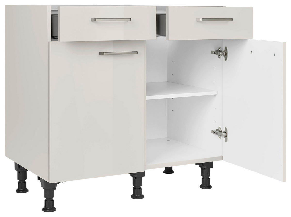 SCHUBKASTENUNTERSCHRANK 90/87/56 cm  in Hellgrau  - Edelstahlfarben/Hellgrau, MODERN, Holzwerkstoff/Metall (90/87/56cm) - Nobilia