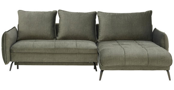 ECKSOFA in Flachgewebe Olivgrün  - Schwarz/Olivgrün, Design, Textil/Metall (273/180cm) - Hom`in