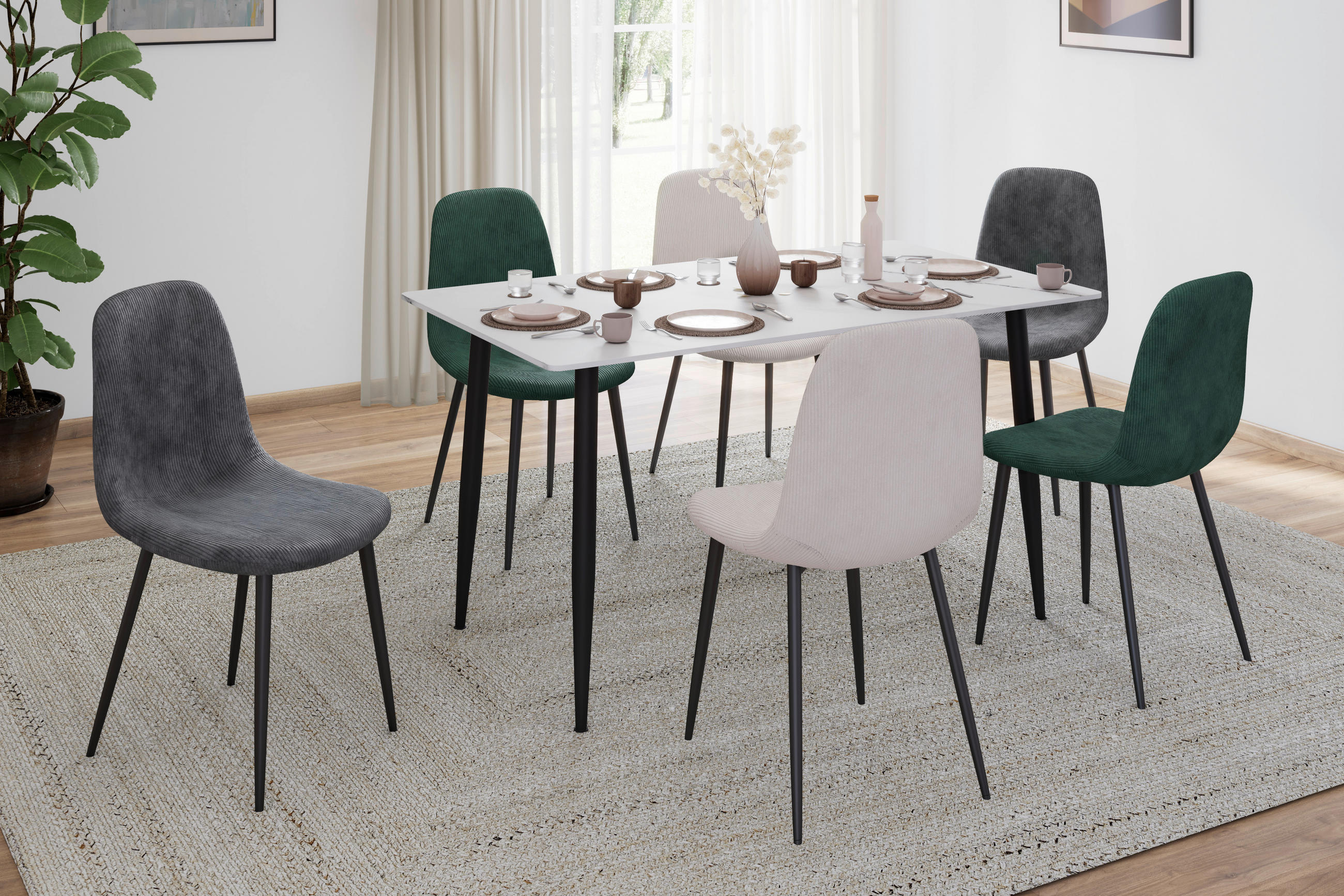 ESSTISCH in Metall, Keramik  - Schwarz/Weiß, Design, Keramik/Metall (120/76/80cm) - P & B