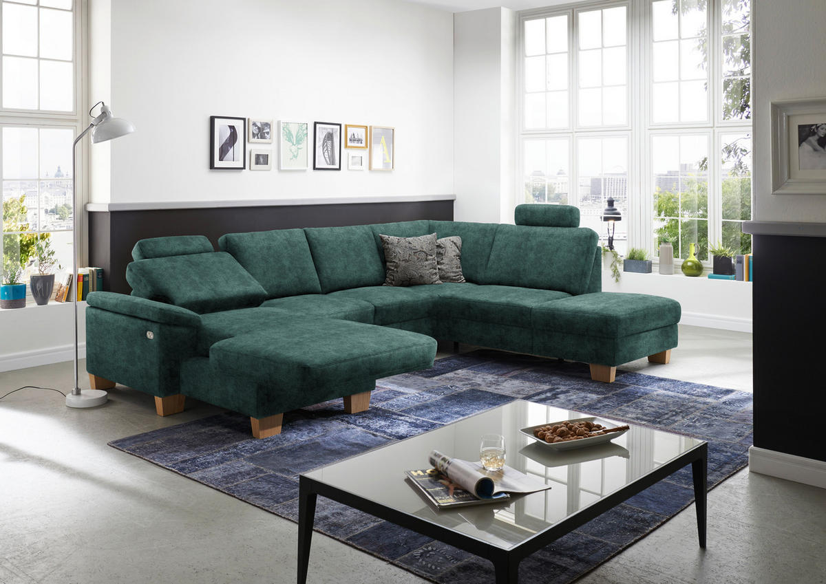 WOHNLANDSCHAFT in Velours Opal  - Eichefarben/Opal, Konventionell, Holz/Textil (167/316/235cm) - Beldomo System