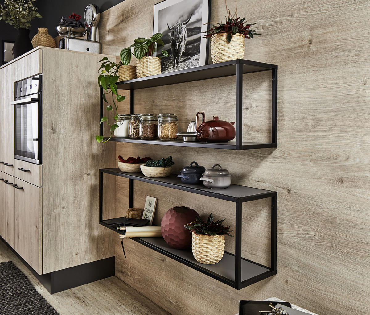 EINBAUKÜCHE NATHAN  - Eichefarben, Design, Holzwerkstoff - Celina