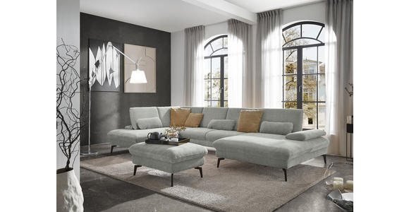 WOHNLANDSCHAFT in Webstoff Silberfarben - Silberfarben/Schwarz, Design, Textil/Metall (208/354/157cm) - Dieter Knoll
