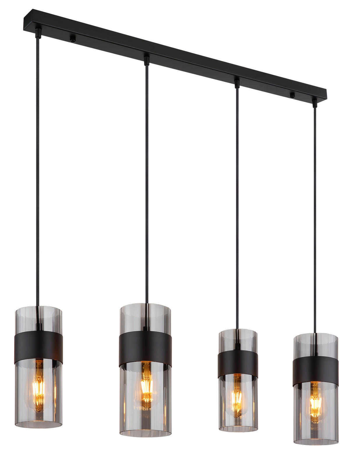 HÄNGELEUCHTE 92/12,3/150 cm    - Schwarz, Design, Glas/Textil (92/12,3/150cm) - Globo