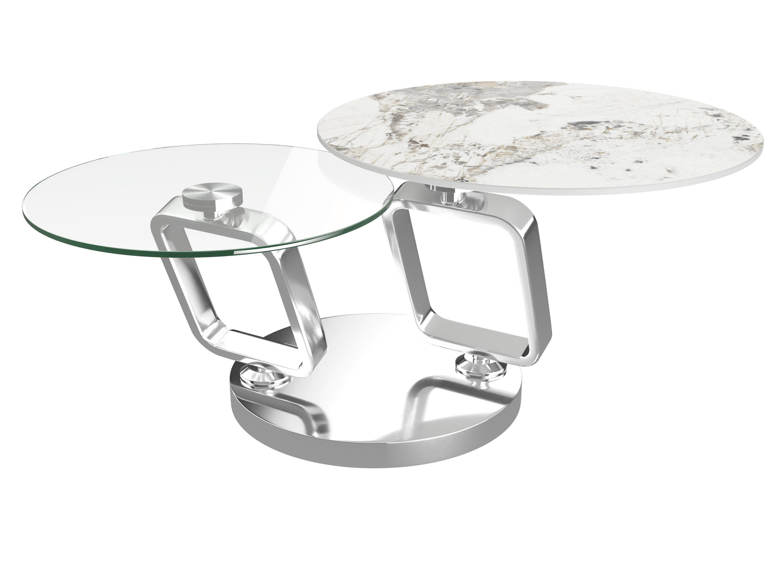 COUCHTISCH Klarglas 87-145/73/45 cm rund Creme, Silberfarben, Transparent  - Chromfarben/Transparent, Design, Glas/Keramik (87-145/73/45cm) - Dieter Knoll