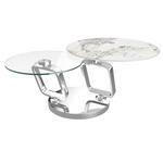 COUCHTISCH Klarglas 87-145/73/45 cm rund Creme, Silberfarben, Transparent  - Chromfarben/Transparent, Design, Glas/Keramik (87-145/73/45cm) - Dieter Knoll