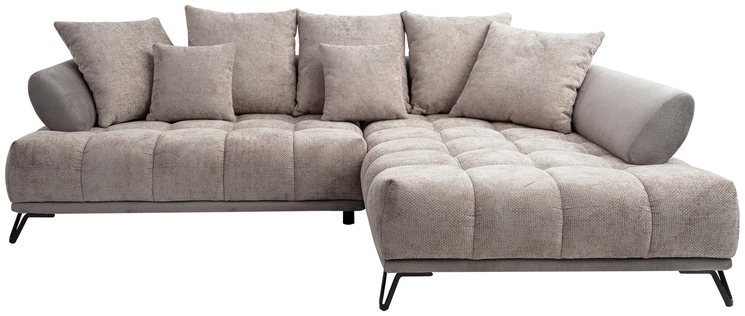 ECKSOFA Chenille Taupe  - Taupe/Schwarz, Modern, Textil/Metall (262/184cm) - MID.YOU