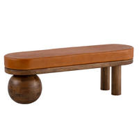 SITZBANK 140/47/40 cm Echtleder Braun Holz  - Braun, Design, Leder/Holz (140/47/40cm) - Livetastic