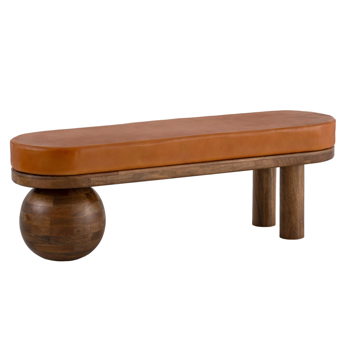 SITZBANK 140/47/40 cm Echtleder Braun Holz  - Braun, Design, Leder/Holz (140/47/40cm) - Livetastic