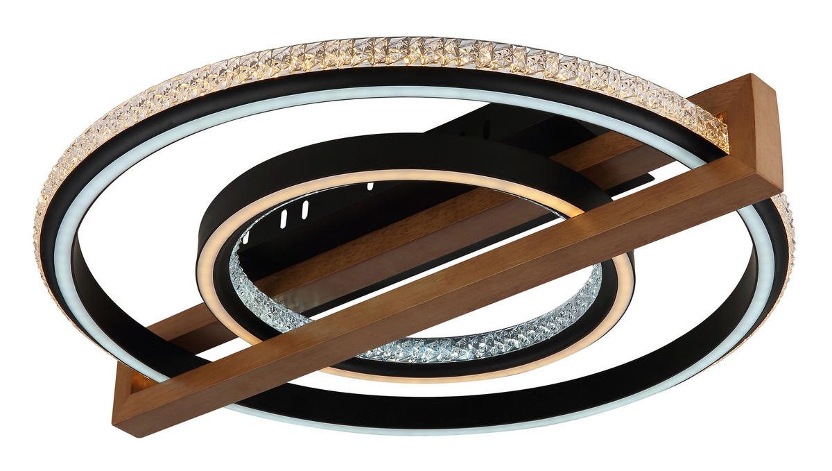 STROPNÍ LED SVÍTIDLO, 50/55/11,5 cm - tmavě hnědá/černá, Basics, kov/dřevo (50/55/11,5cm) - Globo