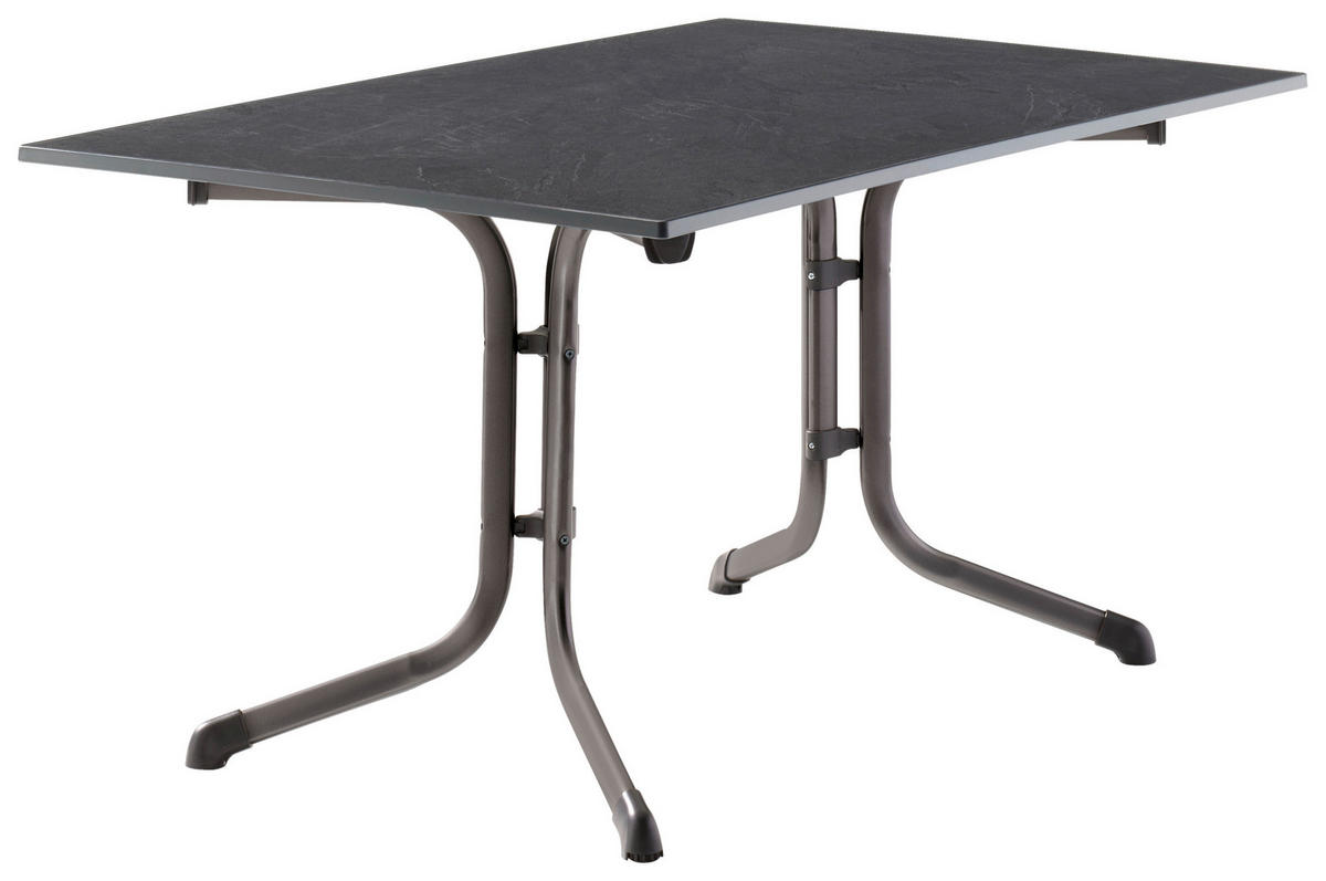 GARTENKLAPPTISCH 140/73/90 cm Metall, Kunststoff rechteckig  - Anthrazit/Grau, Basics, Kunststoff/Metall (140/73/90cm) - Sieger