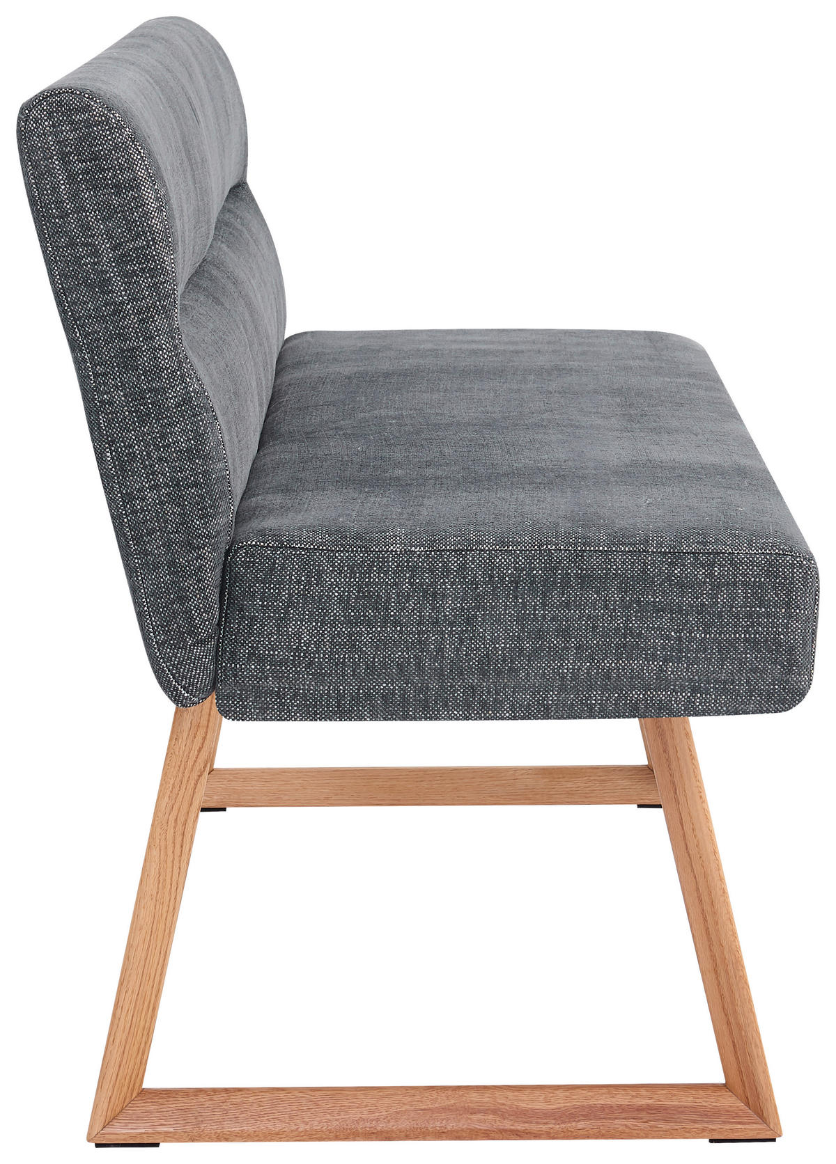 SITZBANK 140/82/61 cm Leinenoptik Eichefarben, Dunkelgrau Eiche massiv  - Eichefarben/Dunkelgrau, MODERN, Holz/Textil (140/82/61cm) - Livetastic