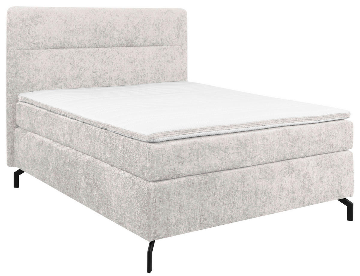 BOXSPRINGBETT 140/200 cm  in Hellgrau  - Hellgrau/Schwarz, Design, Textil/Metall (140/200cm) - Esposa