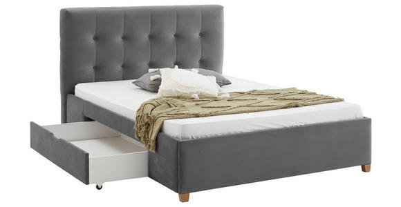 POLSTERBETT Grau 140/200 cm  - Naturfarben/Grau, MODERN, Holz/Textil (140/200cm) - Carryhome