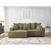 ECKSOFA Ottomane links  ATILLA Grün Struktur  - Schwarz/Grün, MODERN, Kunststoff/Textil (149/244cm)