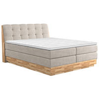BOXSPRINGBETT 180/200 cm,  in Creme, gepolstertes Kopfteil, Bettkasten, Topper, Matratzen, H3 + H4 = fest + sehr fest  - Creme/Schwarz, Natur, Holz/Textil (180/200cm)
