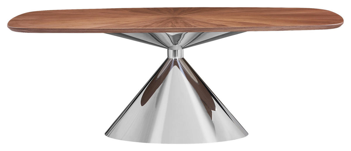 ESSTISCH      - Edelstahlfarben/Walnussfarben, Design, Holz/Metall (210/100/75cm) - Novel