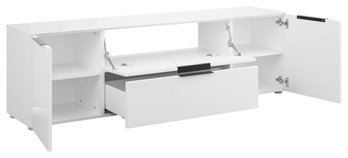 LOWBOARD Style  in 180/53,9/40 cm  - Weiß Hochglanz/Schwarz, Basics, Glas/Holzwerkstoff (180/53,9/40cm)