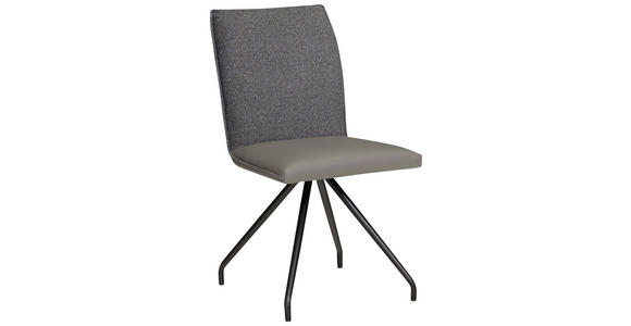 STUHL Flachgewebe Anthrazit, Grau, Schwarz  - Anthrazit/Schwarz, Design, Textil/Metall (49/91/60cm) - Moderano