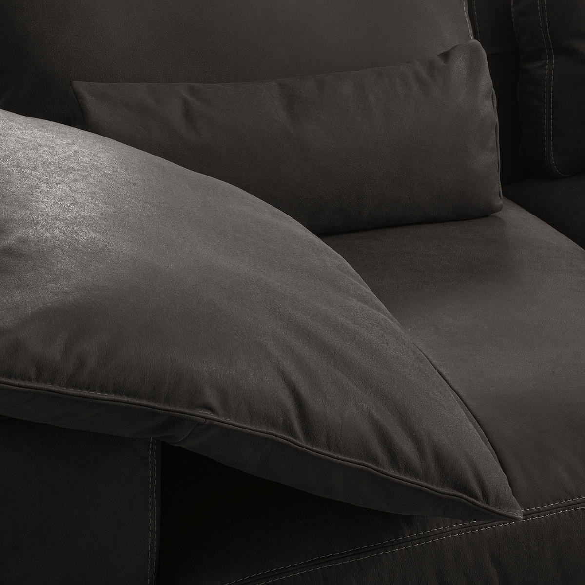 2-SITZER-SOFA  in Echtleder Dunkelgrau   - Dunkelgrau/Beige, Design, Leder/Kunststoff (240/85/123cm) - Livetastic
