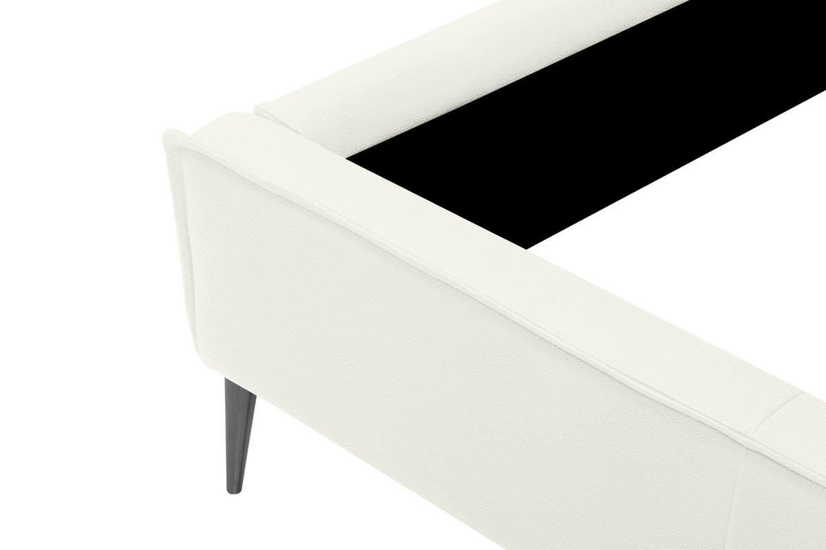 POLSTERBETT 180/200 cm,  in Weiß, gepolstertes Kopfteil,  - Schwarzchrom/Weiß, KONVENTIONELL, Leder/Metall (180/200cm) - Esposa