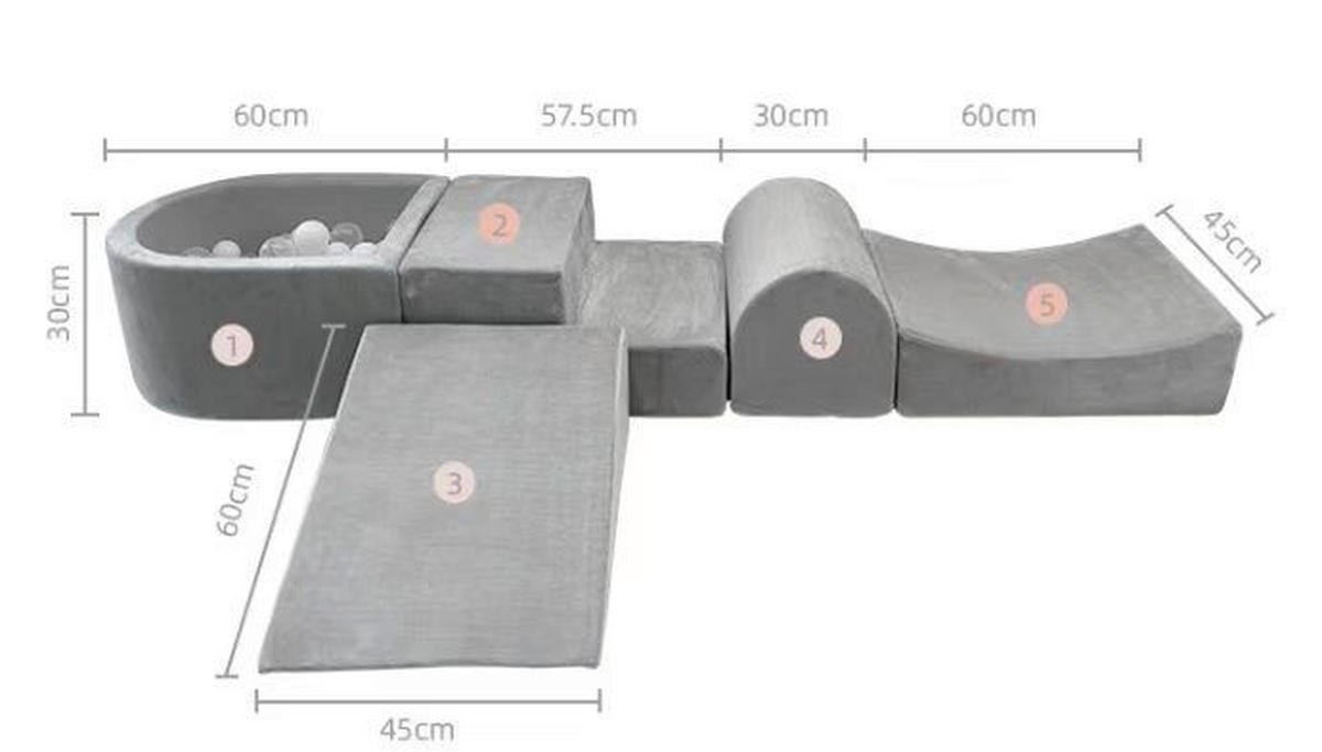 BÄLLEBAD - Grau, Basics, Kunststoff/Textil (267.5/45/30cm) - Jimmylee