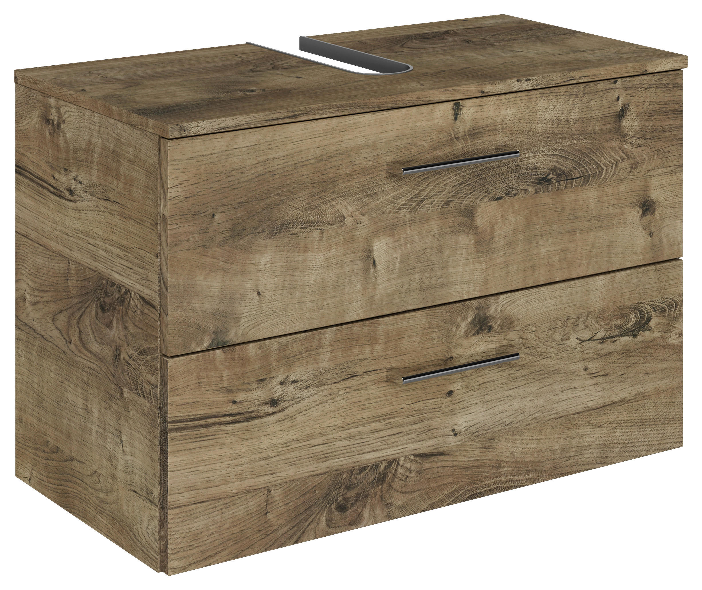 WASCHBECKENUNTERSCHRANK 75/49,8/38,3 cm  - Eiche dunkel/Chromfarben, KONVENTIONELL, Holzwerkstoff/Metall (75/49,8/38,3cm) - Sadena