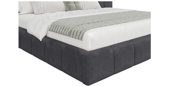 POLSTERBETT gepolstertes Kopfteil, Lattenrost, Bettkasten Anthrazit 160/200 cm  - Anthrazit/Schwarz, Design, Holz/Kunststoff (160/200cm) - Carryhome