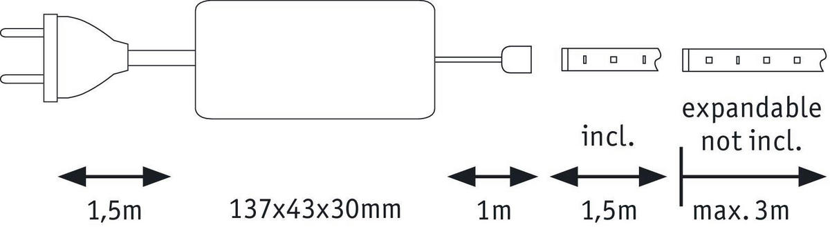 LED-STRIP 70585 150 cm   - Silberfarben, Basics, Metall (150cm) - Paulmann