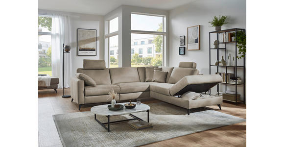 ECKSOFA Dieter Knoll Beigebraun Mikrofaser  - Beigebraun/Schwarz, Design, Textil/Metall (269/238cm) - Dieter Knoll