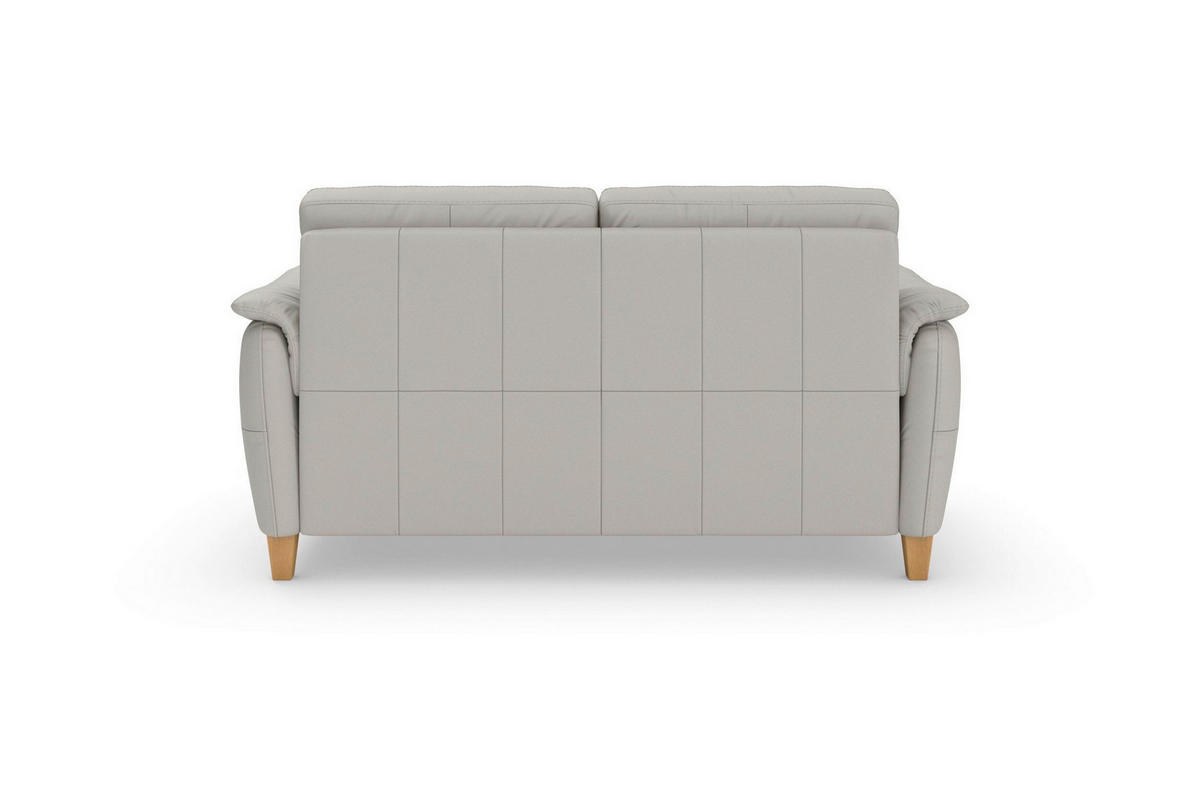TROJMIESTNA POHOVKA, svetlosivá, pravá koža - farba duba/svetlosivá, Basics, koža/drevo (179/89/89cm) - Sit & More