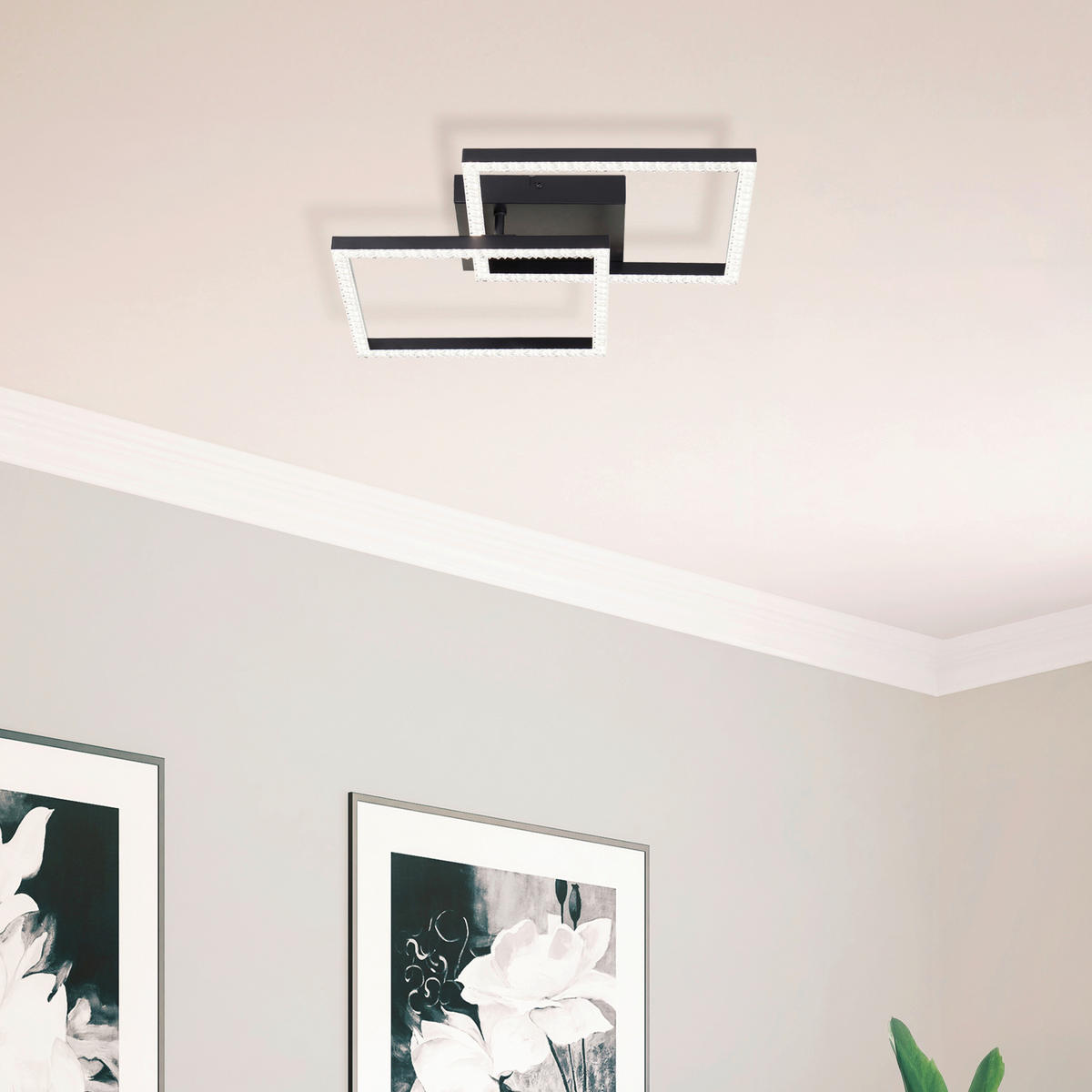 LED-DECKENLEUCHTE    41/41/7,7 cm  - Schwarz, Design, Kunststoff/Metall (41/41/7,7cm) - Brilliant