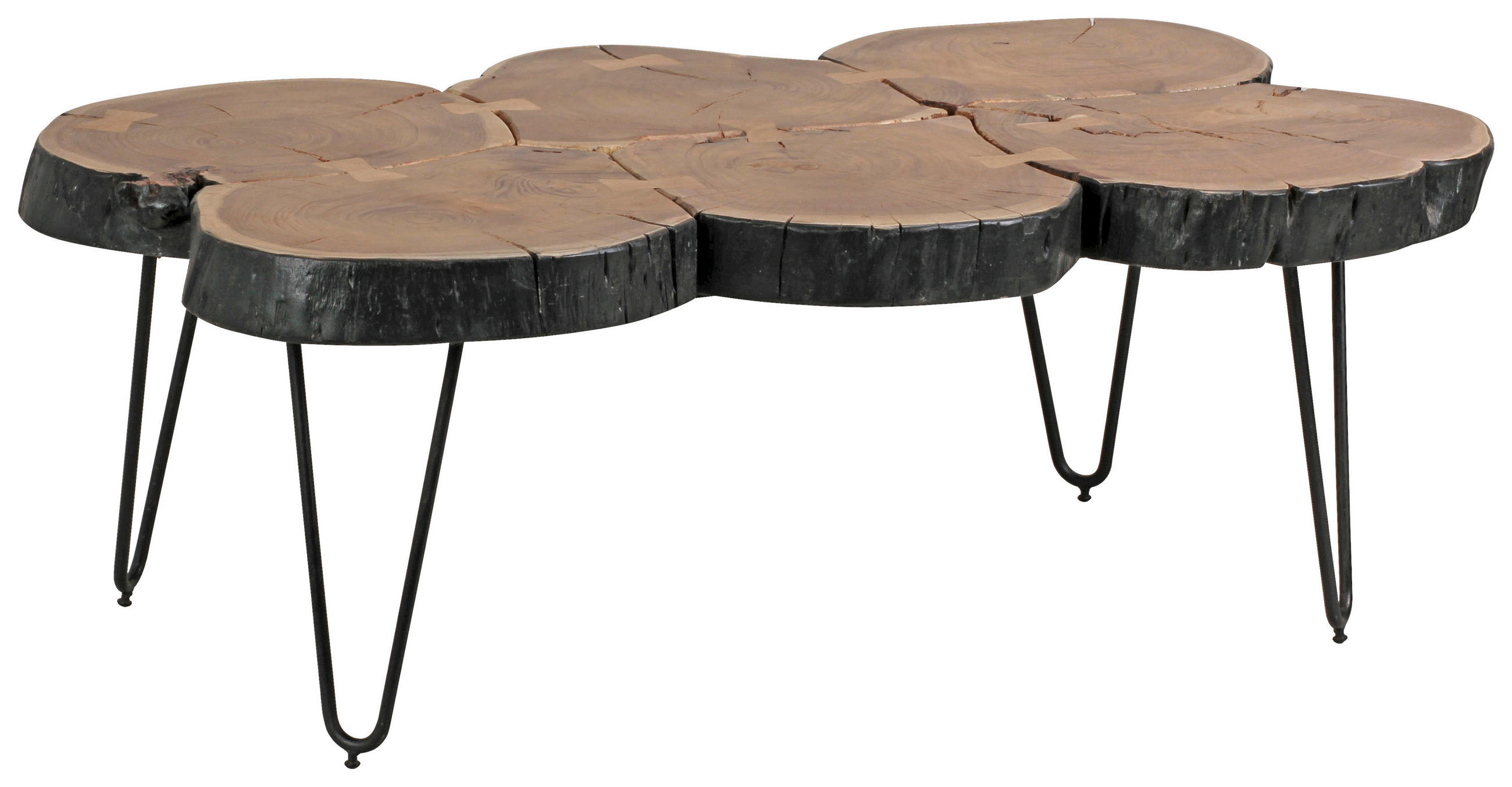 COUCHTISCH Akazie massiv 115/70/40 cm rechteckig Akaziefarben  - Schwarz/Akaziefarben, Design, Holz/Metall (115/70/40cm) - MID.YOU