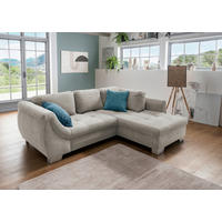 Wohnlandschaft in Cord Silberfarben  - Silberfarben/Petrol, Design, Holz/Textil (250/190cm) - MID.YOU