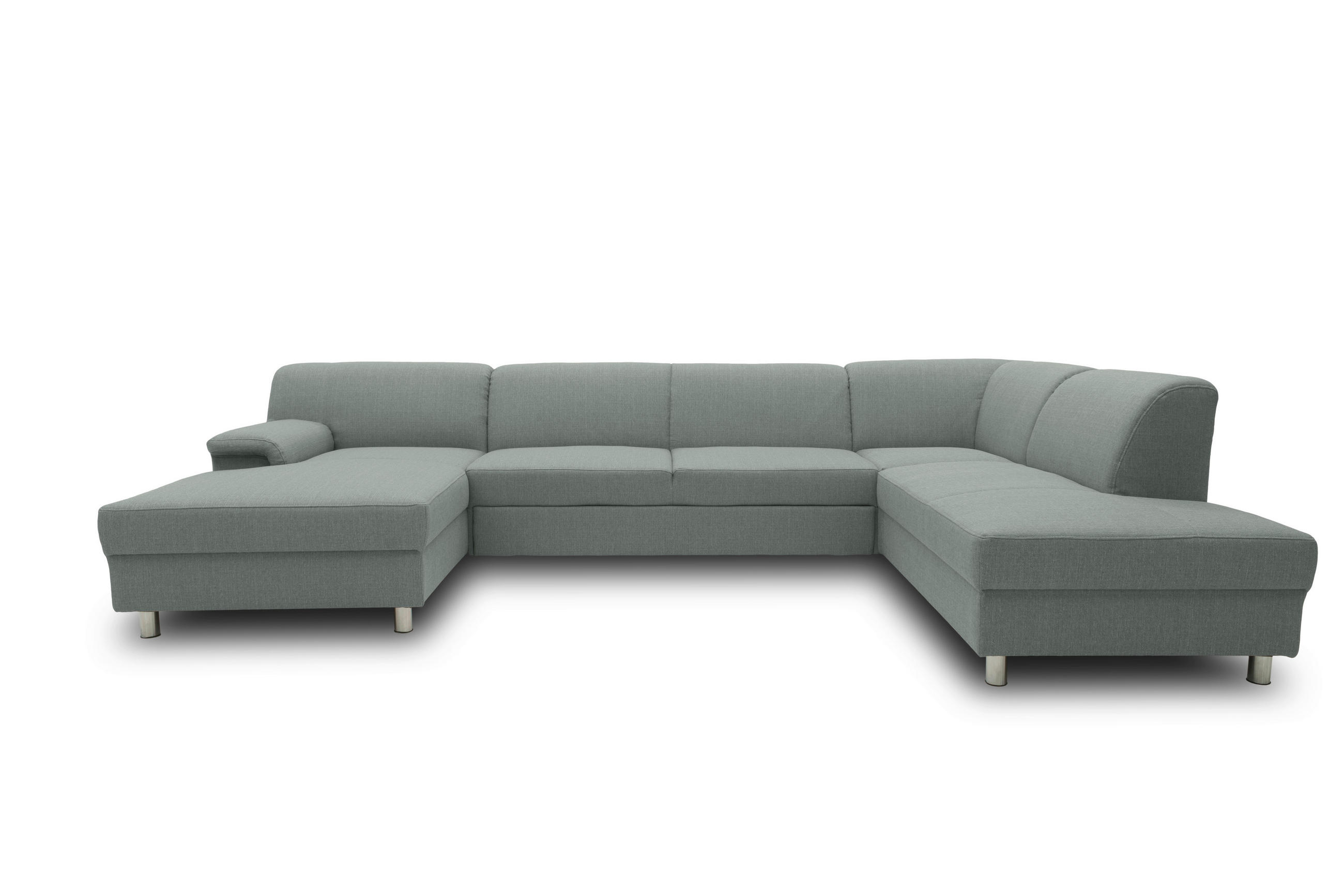WOHNLANDSCHAFT Silberfarben Webstoff  - Chromfarben/Silberfarben, KONVENTIONELL, Textil/Metall (150/308/194cm) - MID.YOU