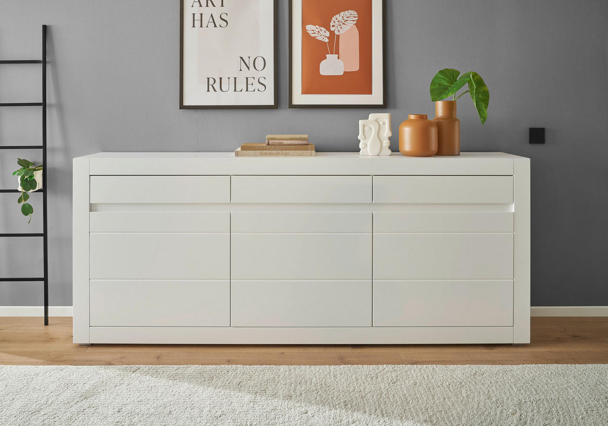 SIDEBOARD  217/90/42 cm 3 Schublade(n)  - Eichefarben/Weiß, Design, Holzwerkstoff (217/90/42cm) - MID.YOU