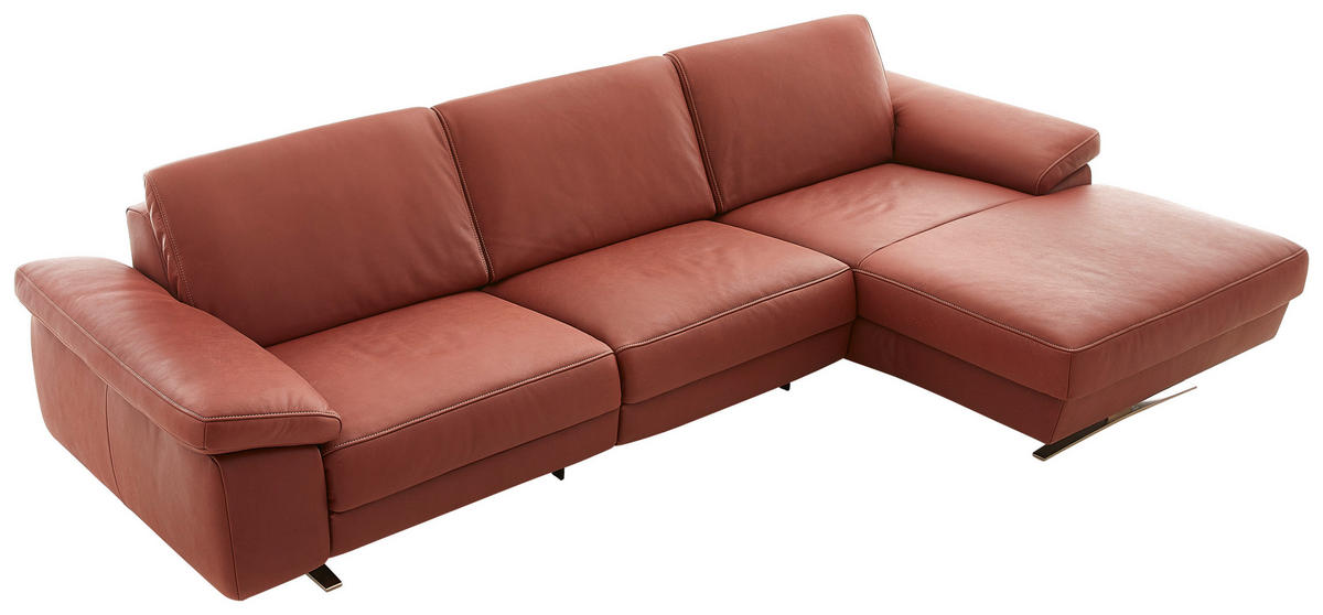 ECKSOFA Rot Echtleder  - Beige/Rot, Design, Leder/Metall (287/174cm) - Koinor